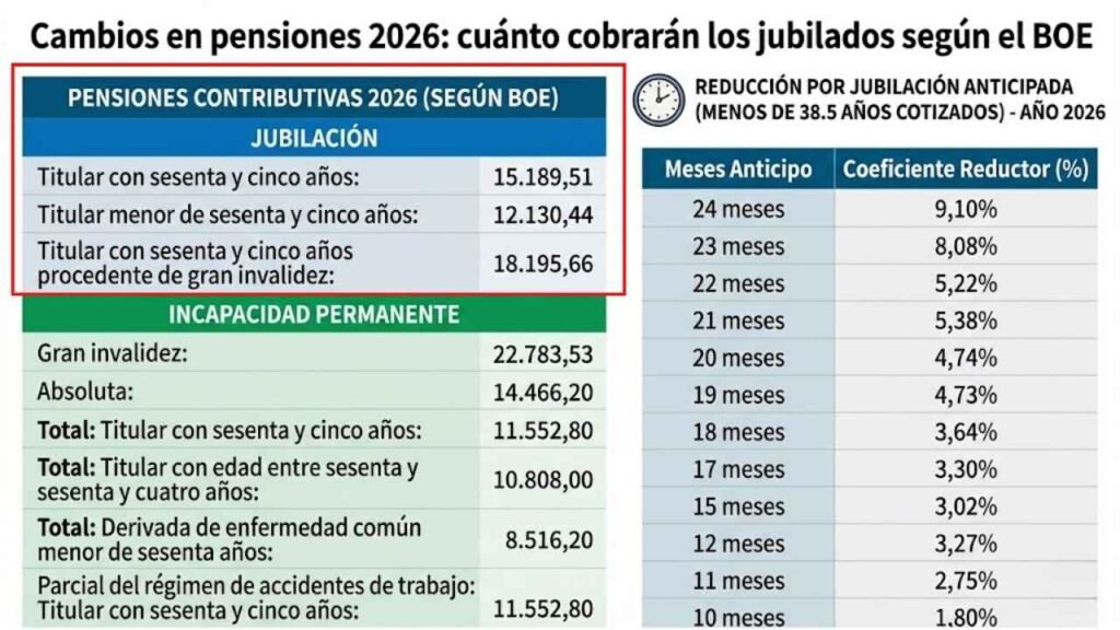 Cambios en pensiones 2026: cuánto cobrarán los jubilados según el BOE