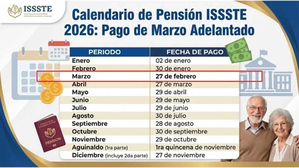 Calendario de Pensión ISSSTE 2026: Pago de Marzo Adelantado, Conoce Desde Qué Día Podrás Cobrar